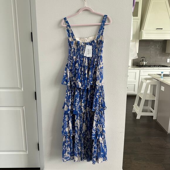 Twinkle Hanspal Melody Dress Blue Georgette Printed Meadow Square Neck - Picture 8 of 8